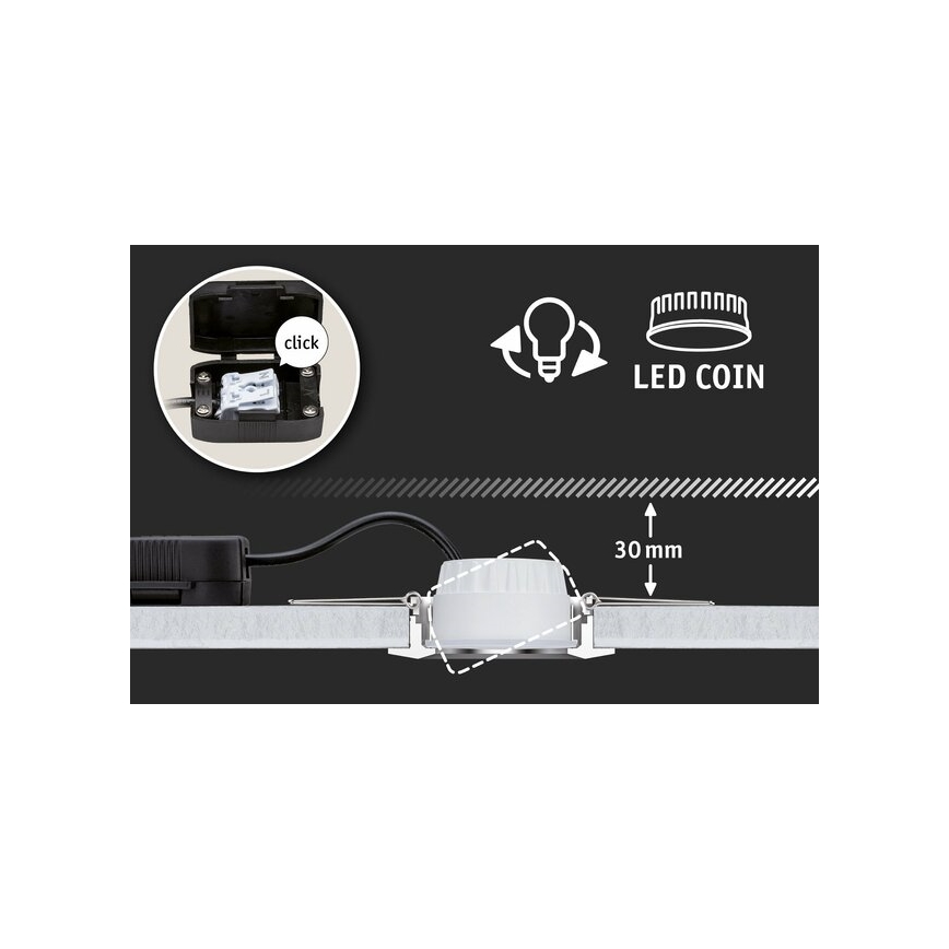 Paulmann 93483 - CONJUNTO 3xLED/6,5W IP23 Foco de encastrar de casa de banho com regulação NOVA 230V