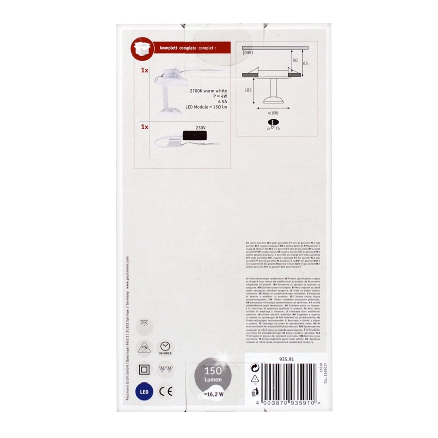 Paulmann 93591 - LED/2,5W Luz de teto GLINT 230V