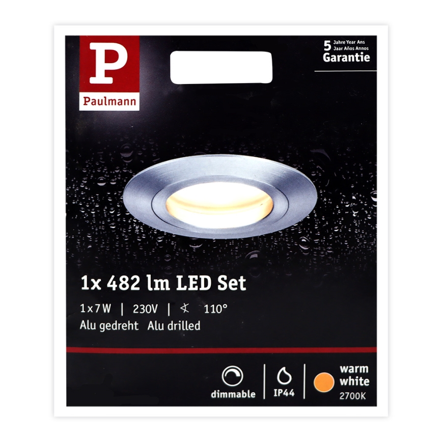Paulmann 93967 - 1xLED/7W IP44 Iluminação de casa de banho com regulação COIN 230V