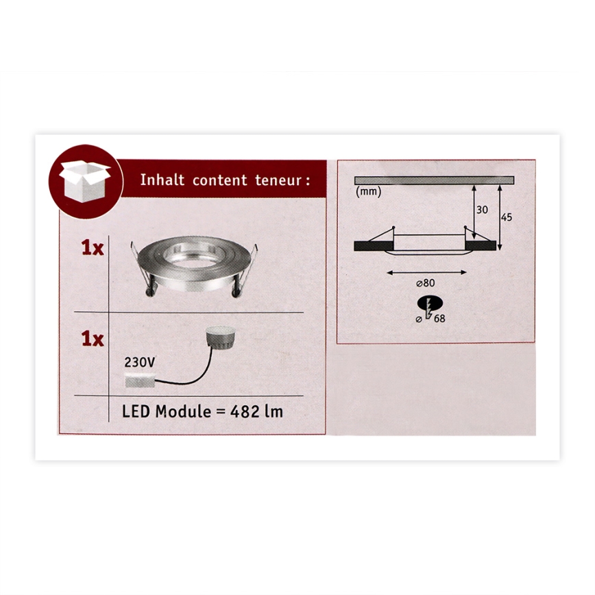 Paulmann 93967 - 1xLED/7W IP44 Iluminação de casa de banho com regulação COIN 230V