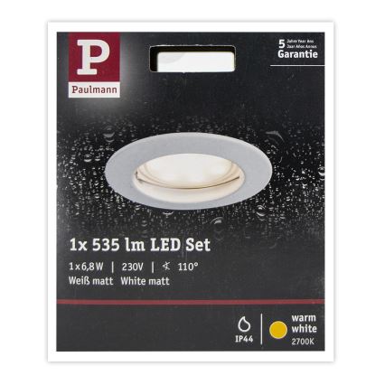 Paulmann 93973 - LED/6,8W IP44 Iluminação embutida de casa de banho COIN 230V