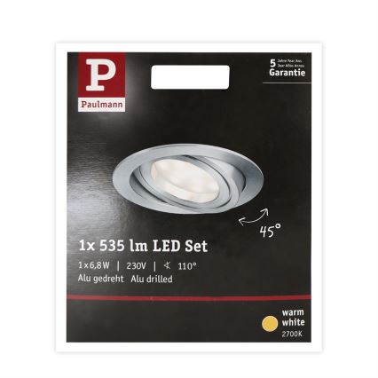 Paulmann 93983 - LED/6,8W IP23 Luz encastrada de casa de banho COIN 230V