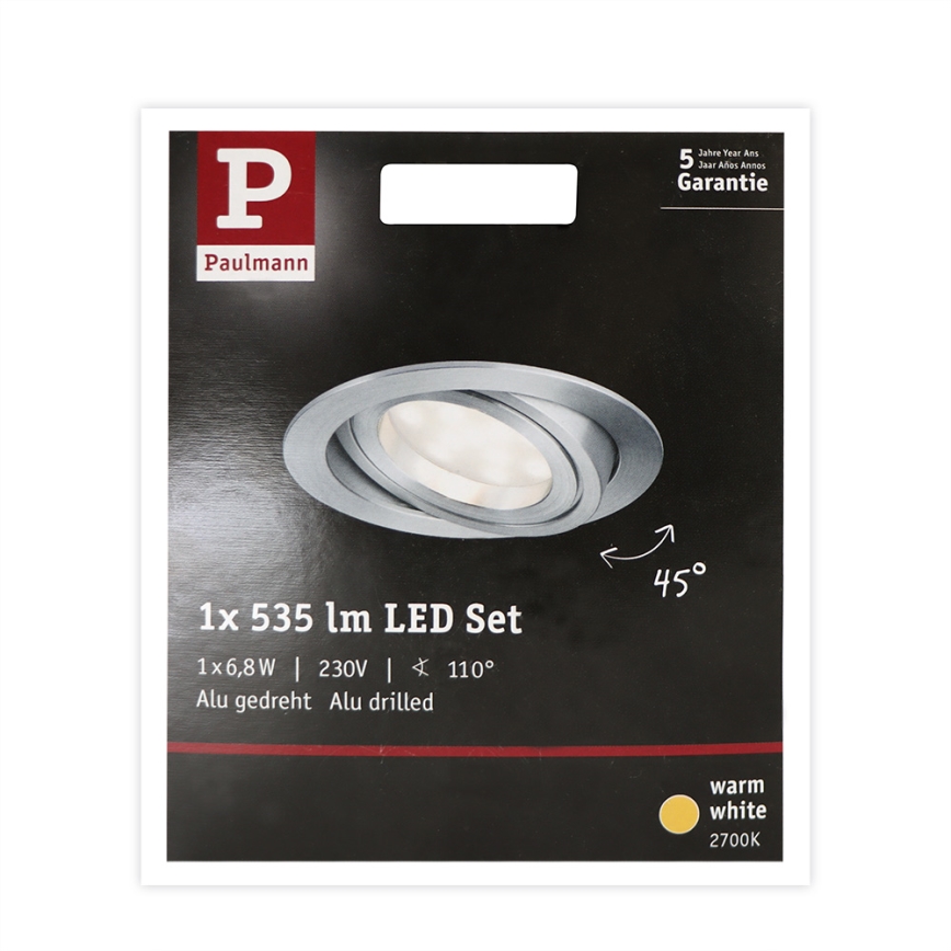 Paulmann 93983 - LED/6,8W IP23 Luz encastrada de casa de banho COIN 230V