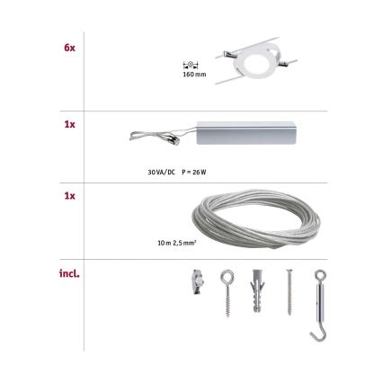 Paulmann 94106 - CONJUNTO 6xLED/4W Spot para sistema de cable ROUNDMAC 230V branco