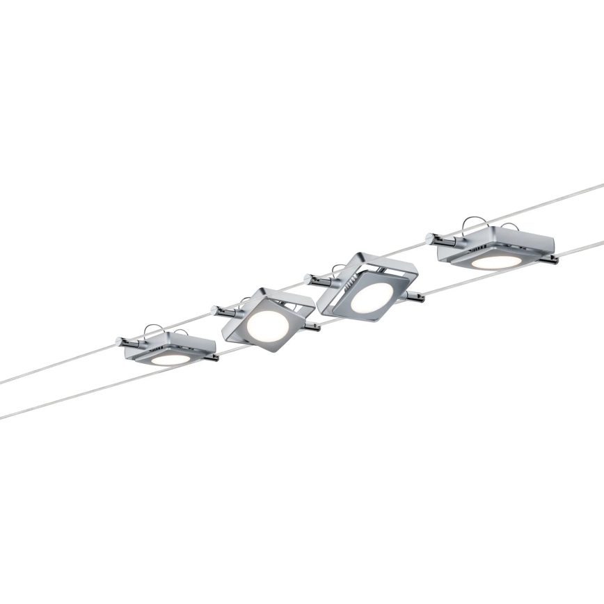 Paulmann 94107 - Kit 4x LED de 4,3 W, sistema completo de cabos MAC 230 V, acabamento cromado mate