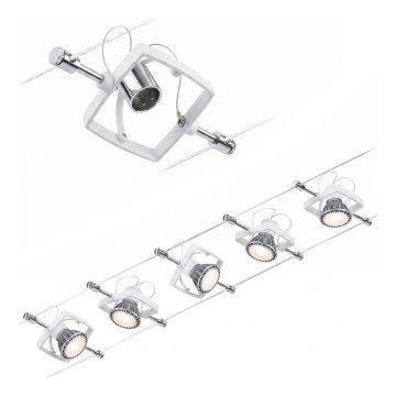 Paulmann 94134 - Conjunto 5x GU5,3/10W, sistema de cabos completo MAC 230V, branco
