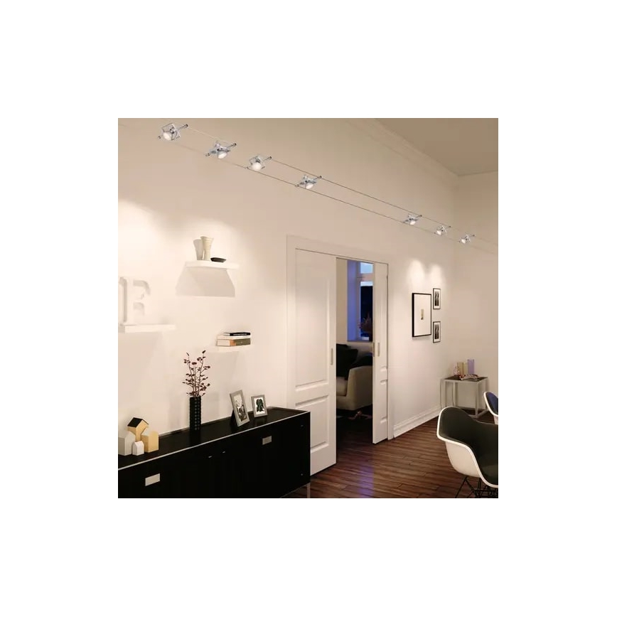 Paulmann 94134 - CONJUNTO 5xGU5,3/10W Luminária de embutir para sistema de cabos MAC 230V branco