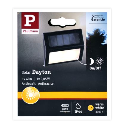 Paulmann 94234 - LED/0,05W IP44 Luminária solar exterior com sensor DAYTON 1,2V 400 mAh