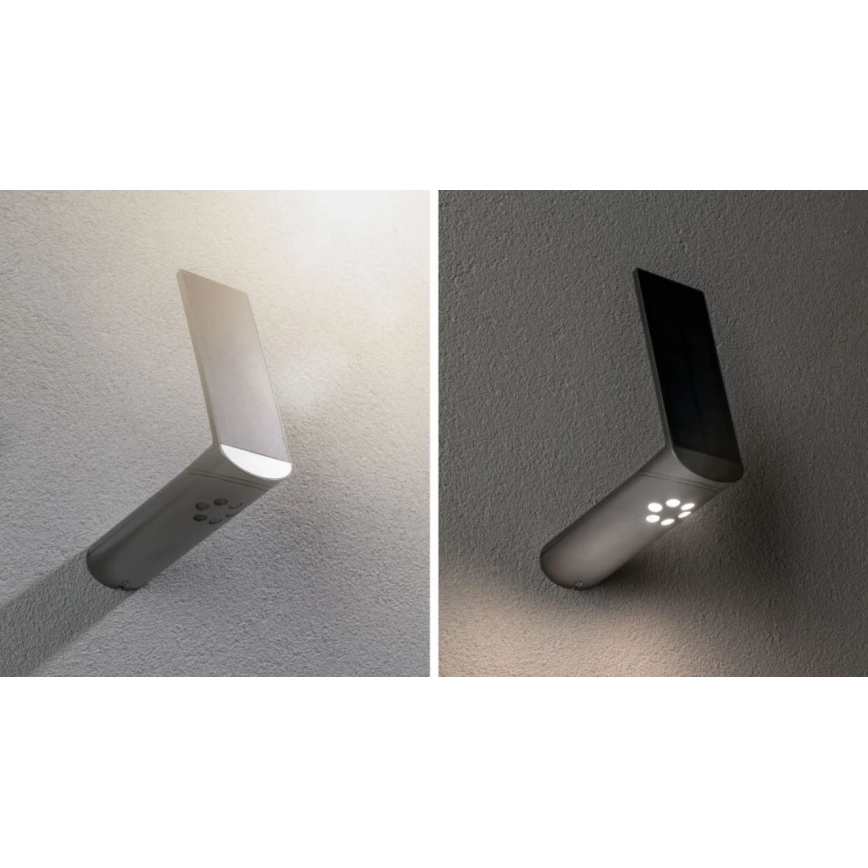 Paulmann 94261 - LED/1,2W IP44 Luminária de parede solar com sensor ILIAS 3,7V 1800 mAh