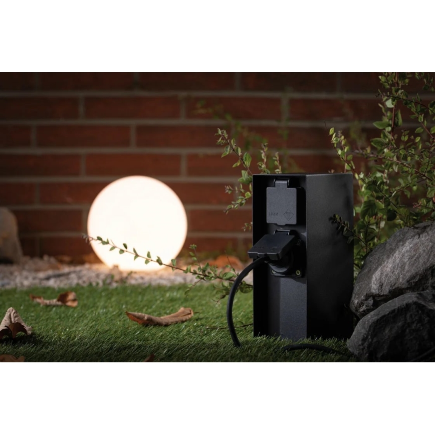 Paulmann 94313 - Poste de prise extérieur RIO 4Z SCHUKO 230V IP44