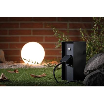 Paulmann 94315 -Coluna exterior com tomada e sensor de anoitecer RIO 3Z 230V IP44