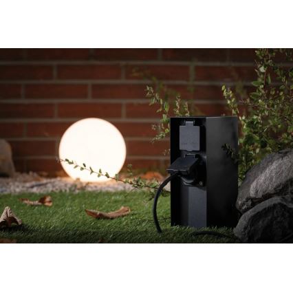 Paulmann 94315 -Coluna exterior com tomada e sensor de anoitecer RIO 3Z 230V IP44
