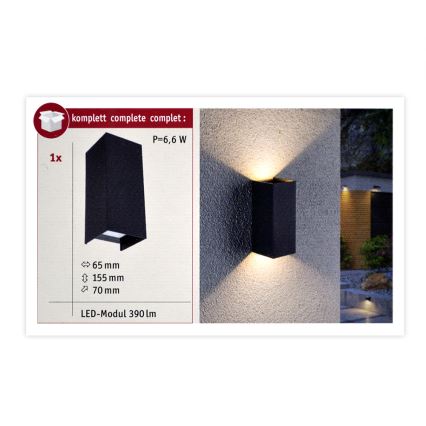 Paulmann 94326 - 2xLED/2,8W IP44 Iluminação de parede exterior FLAME 230V