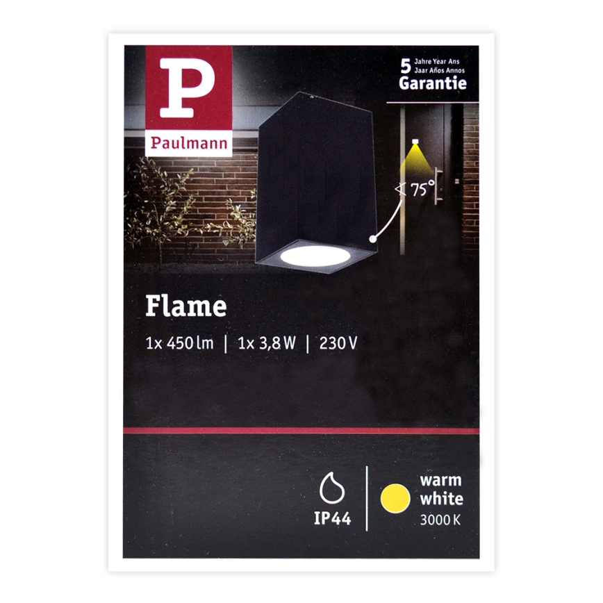 Paulmann 94327 - LED/3,8W IP44 Iluminação de parede exterior FLAME 230V antracite