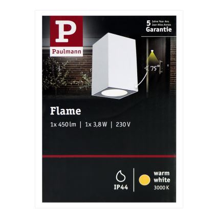 Paulmann 94329 - LED/3,8W IP44 Iluminação de parede exterior FLAME 230V branca