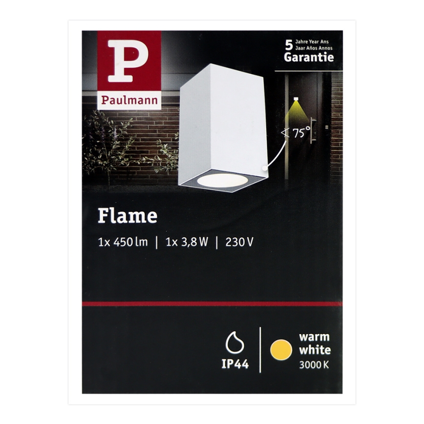 Paulmann 94329 - LED/3,8W IP44 Iluminação de parede exterior FLAME 230V branca