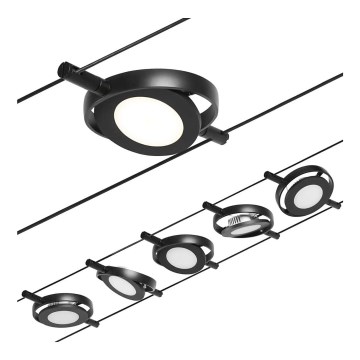 Paulmann 94418 - CONJUNTO 5xLED/4,5W Foco para sistema de cable ROUNDMAC 230V negro
