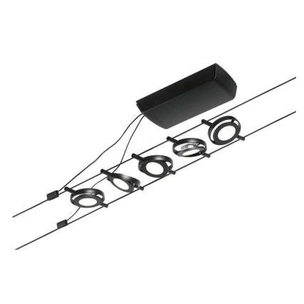 Paulmann 94418 - CONJUNTO 5xLED/4,5W Foco para sistema de cable ROUNDMAC 230V negro