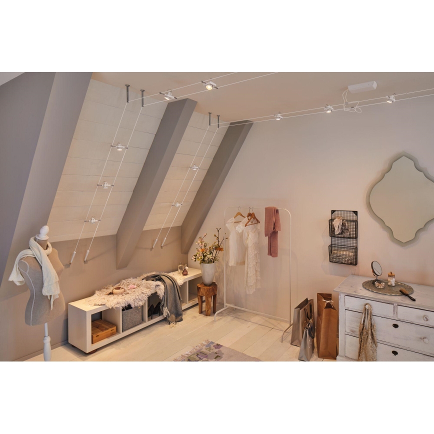 Paulmann 94432 - CONJUNTO 5xGU5,3/10W Spot para sistema de cable MAC 230V blanco