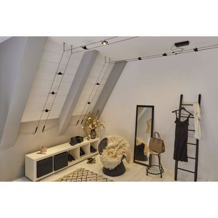 Paulmann 94434 - CONJUNTO 5xGU5,3/10W Luminária de focos para sistema de cabos MAC 230V preto