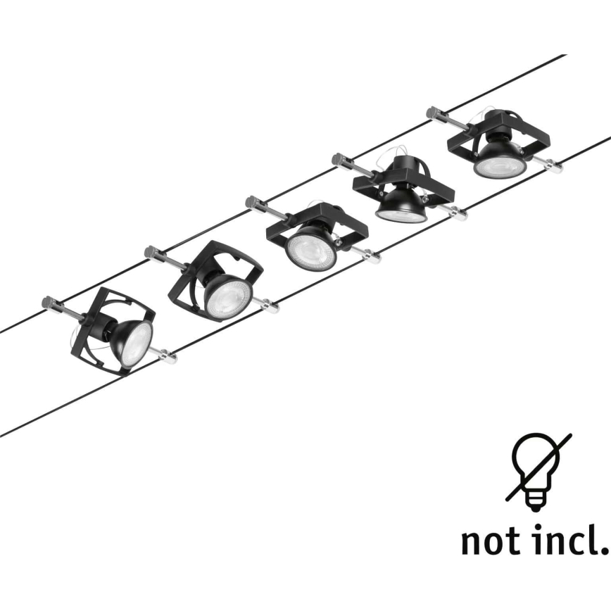 Paulmann 94434 - CONJUNTO 5xGU5,3/10W Luminária de focos para sistema de cabos MAC 230V preto