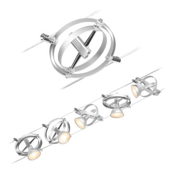 Paulmann 94436 - CONJUNTO 5xGU5,3/10W Luminária de focos para sistema de cabos CARDAN 230V cromo fosco