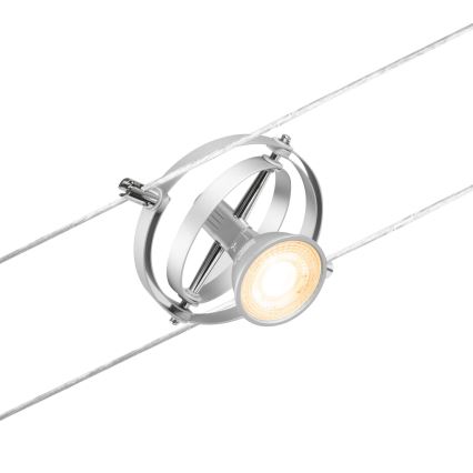 Paulmann 94436 - CONJUNTO 5xGU5,3/10W Luminária de focos para sistema de cabos CARDAN 230V cromo fosco