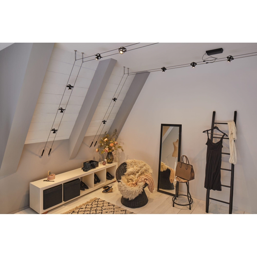 Paulmann 94440 - CONJUNTO 5xGU5,3/10W Foco para sistema de cable CARDAN 230V negro