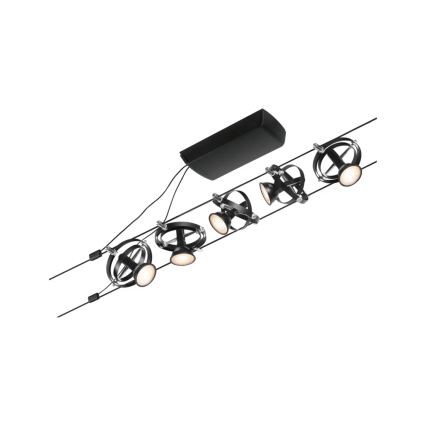 Paulmann 94440 - Conjunto com 5 lâmpadas GU5,3/10W para o sistema de cabos CARDAN 230V, preto