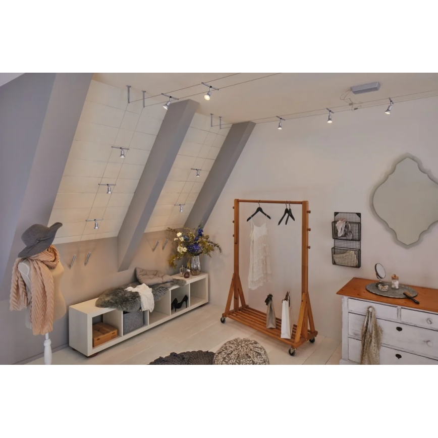 Paulmann 94442 - CONJUNTO 5xGU5,3/10W Luminária de embutir para sistema de cabos SALT 230V cromo fosco