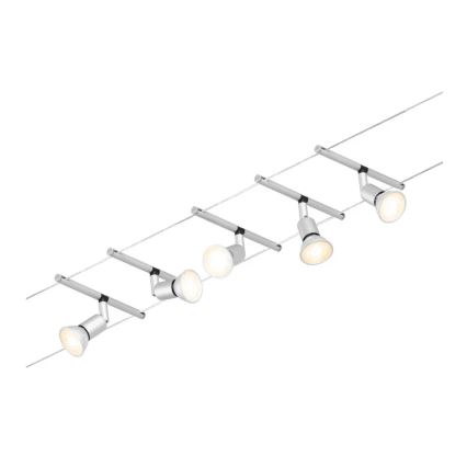 Paulmann 94442 - CONJUNTO 5xGU5,3/10W Luminária de embutir para sistema de cabos SALT 230V cromo fosco