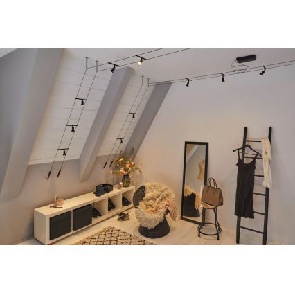 Paulmann 94446 - CONJUNTO 5xGU5,3/10W Luminária de focos para sistema de cabos SALT 230V preto