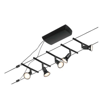 Paulmann 94446 - Kit 5xGU5,3/10W Sistema completo de suspensão por cabo SALT 230V preto