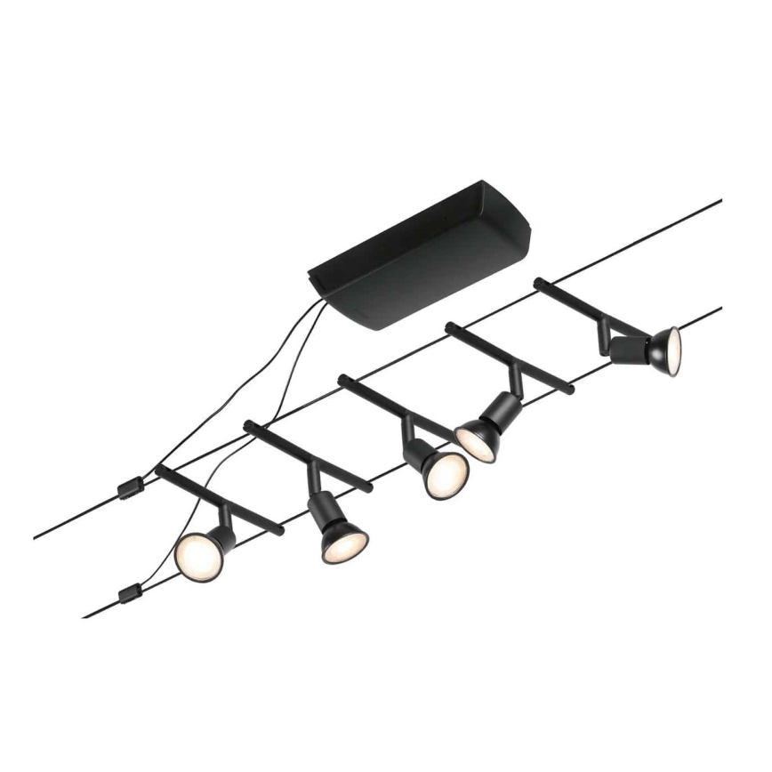 Paulmann 94446 - Kit 5xGU5,3/10W Sistema completo de suspensão por cabo SALT 230V preto
