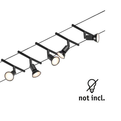 Paulmann 94446 - Kit 5xGU5,3/10W Sistema completo de suspensão por cabo SALT 230V preto