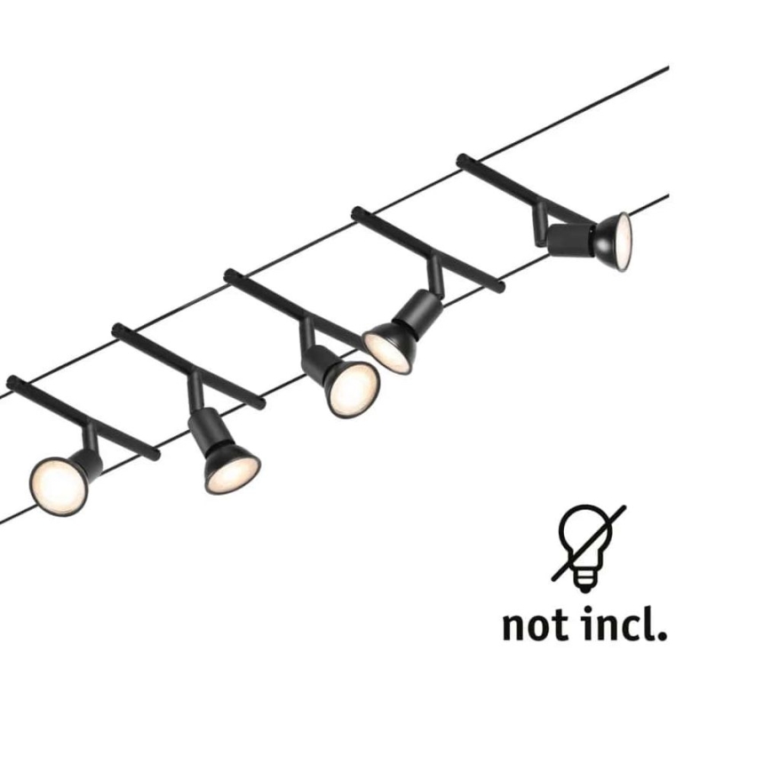 Paulmann 94446 - Kit 5xGU5,3/10W Sistema completo de suspensão por cabo SALT 230V preto