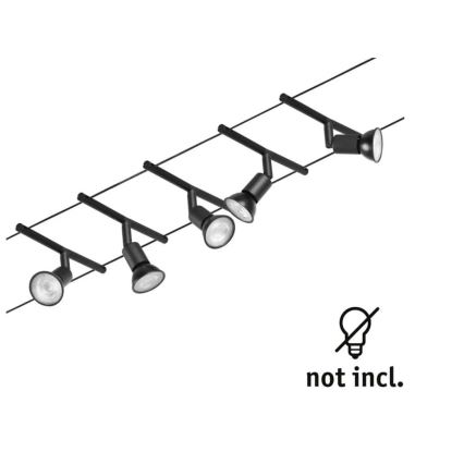 Paulmann 94446 - Kit 5xGU5,3/10W Sistema completo de suspensão por cabo SALT 230V preto