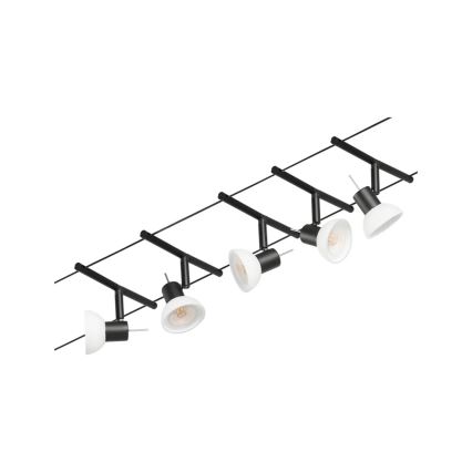 Paulmann 94450 - KIT 5xGU5,3/10W Sistema completo de cabos SHEELA 230V preto