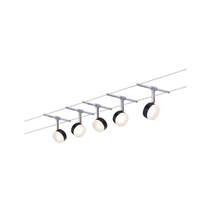 Paulmann 94457 - Conjunto 5xLED/4W: sistema completo de cabos CLEAR, 230V, preto/cromado brilhante