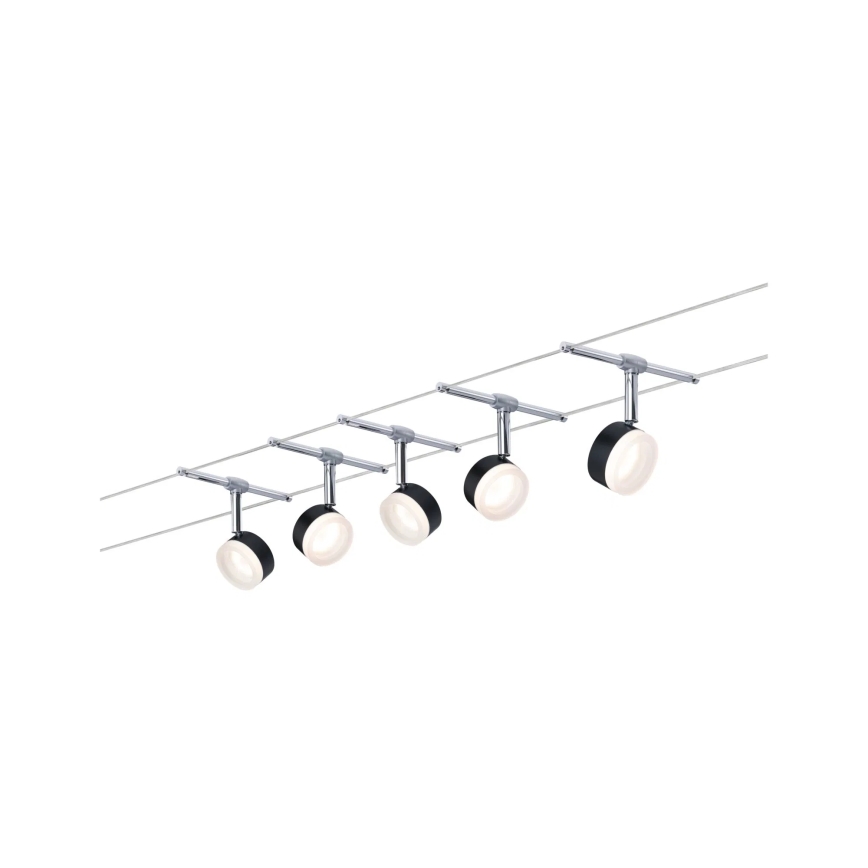 Paulmann 94457 - Conjunto 5xLED/4W: sistema completo de cabos CLEAR, 230V, preto/cromado brilhante