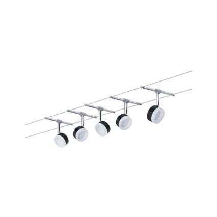 Paulmann 94457 - Conjunto 5xLED/4W: sistema completo de cabos CLEAR, 230V, preto/cromado brilhante