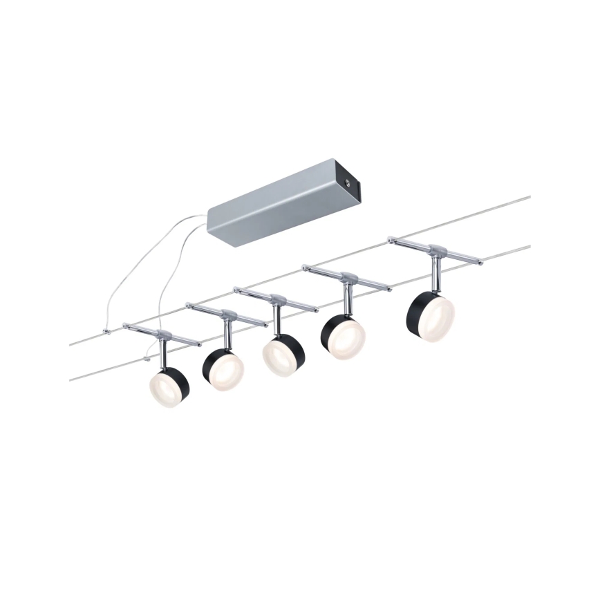 Paulmann 94457 - Conjunto 5xLED/4W: sistema completo de cabos CLEAR, 230V, preto/cromado brilhante