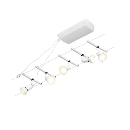 Paulmann 94458 - CONJUNTO 5xGU5,3/10W Luminária de focos para sistema de cabos SALT 230V branco