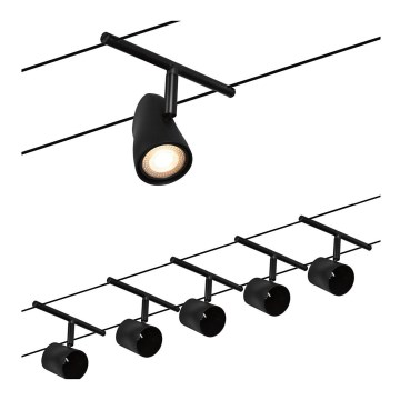 Paulmann 94469 - Conjunto 5xGU5,3/10W sistema completo de cabos CUP 230V preto