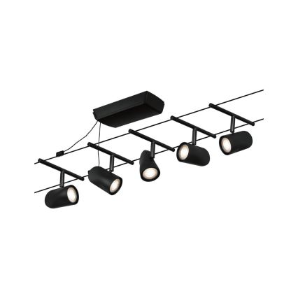 Paulmann 94469 - Conjunto 5xGU5,3/10W sistema completo de cabos CUP 230V preto