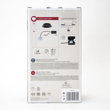 Paulmann 94472 - CONJUNTO 3xLED/6W  IP23 Foco de encastrar de casa de banho com regulação NOVA 230V