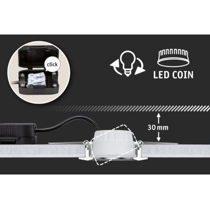 Paulmann 94473 - CONJUNTO 3xLED/6W IP44 Iluminação embutida de casa de banho NOVA 230V