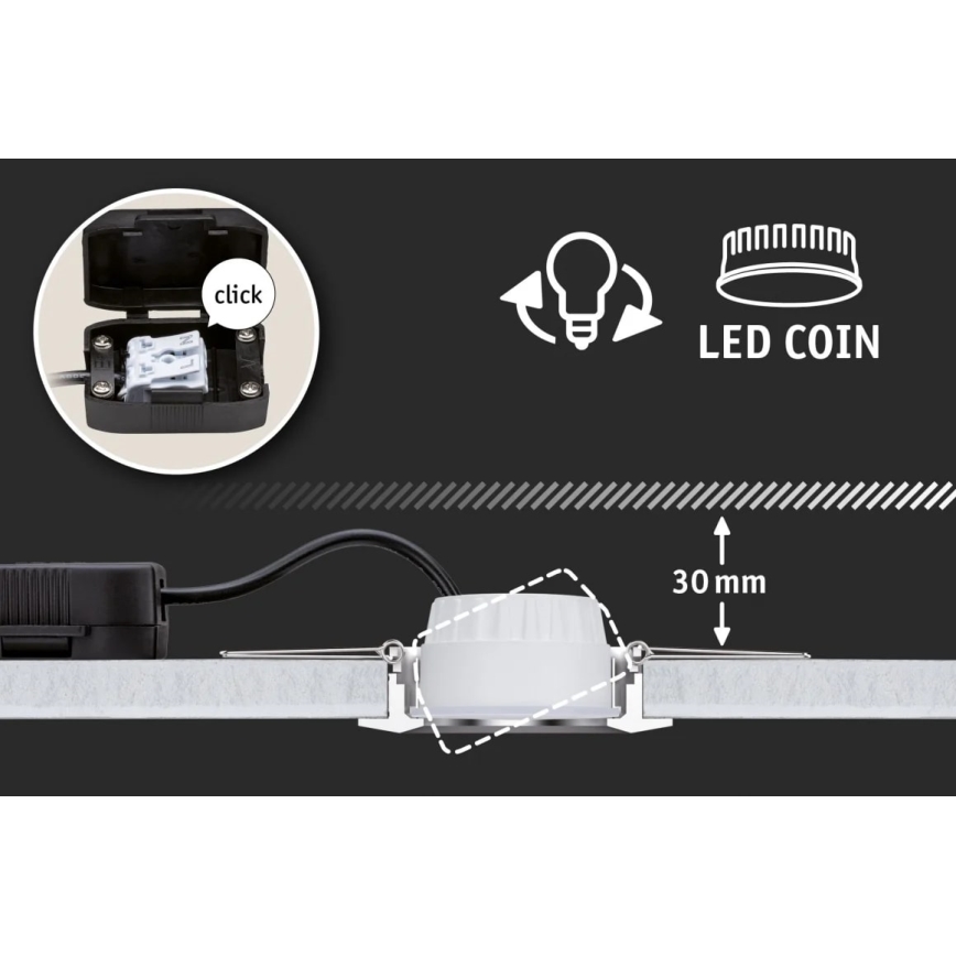 Paulmann 94473 - CONJUNTO 3xLED/6W IP44 Iluminação embutida de casa de banho NOVA 230V