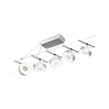 Paulmann 94475 - KIT 5xLED/5W Sistema completo de cabos de suspensão CIRCLE 230V cromado mate