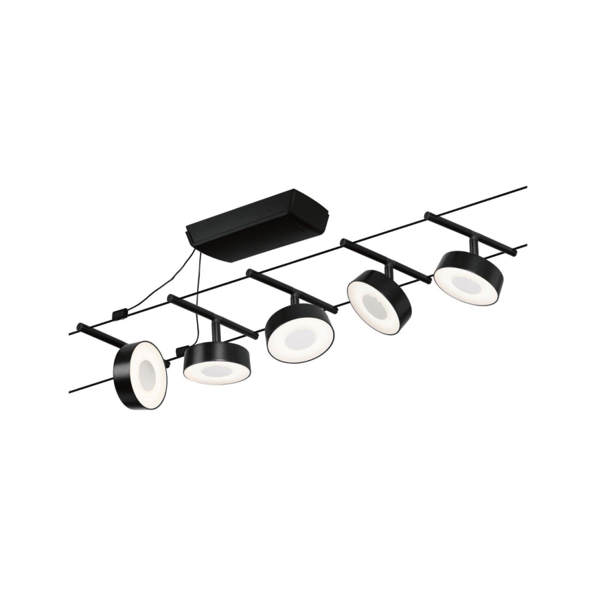 Paulmann 94479 - Conjunto 5x LED de 5W Sistema completo de cabos CIRCLE 230V preto